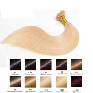 Top qualité 8a100 non transformés u tip cheveux humains 0 7g s200s lot 9 couleurs pour le choix en gros indien remy extensions de cheveux