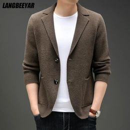 Top Grade automne hiver marque mode tricot Blazer hommes Cardigan Slim Fit pull manteaux décontractés veste vêtements 240115