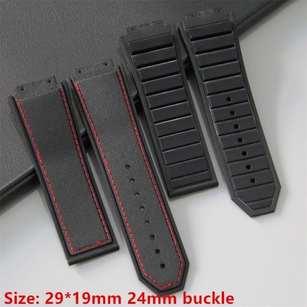 Top grade noir 29x19mm Nature Silicone Rubber Watchband Watch Band for iublot Strap for King Power Series avec le 220622 231p