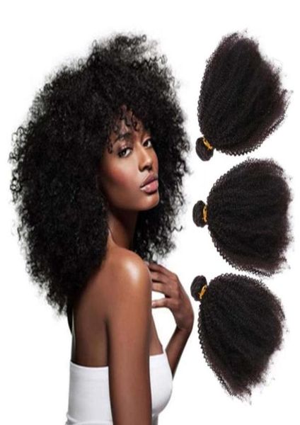 Las mujeres negras de grado superior aman el cabello Remy indio crudo, mechones rizados Afro enteros, Color Natural sin procesar 79121879241688