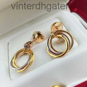 Boucles d'oreilles de créateurs d'origine Carter de qualité supérieure pour femmes Classic Colorful Ring Pendant Boes d'oreilles V Gold épaissis d'électrop coloré avec logo de marque d'origine