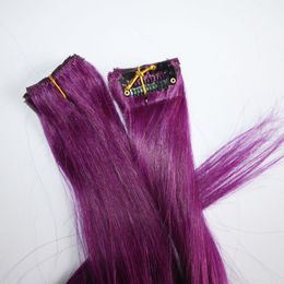 Hoogwaardige clip in human hair extensions braziliaanse maagdelijk haar 10 stuks set 160g rechte golf kleurrijke haarspeldjes gratis