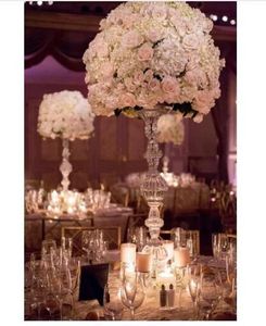 Pièce maîtresse de mariage en cristal de qualité supérieure Pièce maîtresse de table Piliers de support de fleurs 75 cm de haut 15 cm de diamètre Décoration de mariage décor de fête ZZ