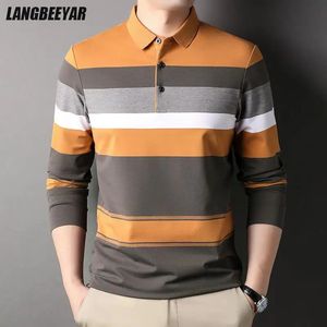 Top Grade Designer Fashion Striped Luxury Cloths For Men Brand Polo Shirt Casual Long Sleeve Regular Fit Tops Clothing 231222