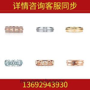 Top Grade Designer Rings For Women Tifancy Beauty Classic 925 Silver V Gold Material Materiaal Mode Torens Dubbele T-ringset met stenen T-vormige ring Origineel 1: 1 met echt logo