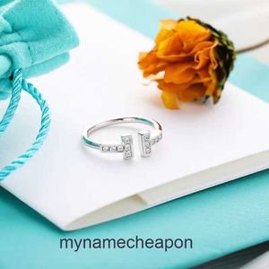 Top Grade Designer -ringen voor dames tifancy ring platina dubbele t paar ring diamant ring opening arrangement trouwring vervaagt niet origineel 1: 1 met echt logo