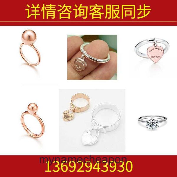 Anillos de diseñador de grado superior para mujer Tifency Silver V Gold Fashion Pagoda Anillo de diamantes con forma de corazón Spherical Diamond anillo original 1: 1 con logotipo real