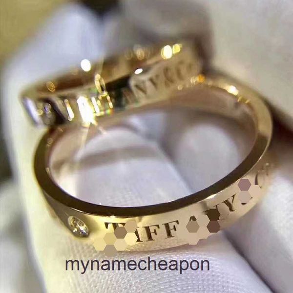 Anneaux de créateurs de haut niveau pour femmes Tifancy T Réseau Tree Diamond Couple Ring Titanium Steel Fashion Mariage Paire de mariage Anneau Original 1: 1 avec logo Real