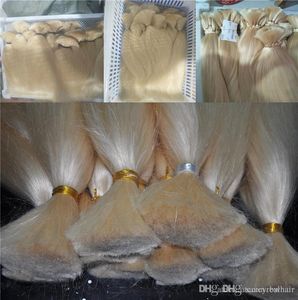 Top Grade Human Hair Extensions in Bulk No Rovs Good Price 613 Bleach Blonde Color Bulk voor vlechten 300gr lot