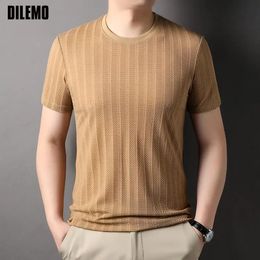 Top Grade Jacquard Nylon Spandex Brand Designer Tops Mens Plain Summer T -shirt Korte mouw Casual Fashion Heren kleding 240402