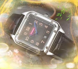 Top Grade Men Gentalmen Square Digital Number Dial Watch 40mm Leather Band Reloj Popular Casual business suiza explosiones anuales Reloj de pulsera Regalos exquisitos