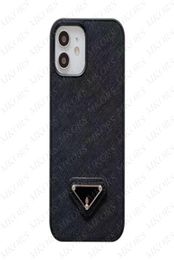 Hoogwaardige mobiele telefoonhoesjes voor iPhone 13 12 11 Pro Max X Xs Xr 8 7 Plus lederen achterkant Case Driehoek Label Smartphone Cover23397121