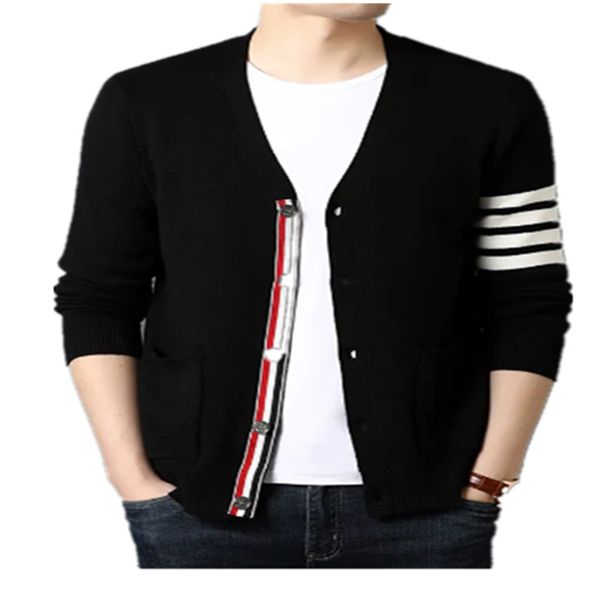 Top Grade New Autum Hiver Marque De Mode Tricoté Hommes Cardigan Pull Noir Coréen Casual Manteaux Veste Hommes Vêtements S-3XL