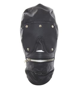 Top Grade PU Leather Full Face Mask met ritssluiting open slaaf zipper mond volledig afgesloten hoofddekhoed voor rollenspel sexy A4361397