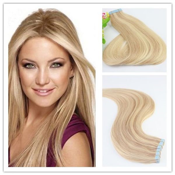 Extension de cheveux naturels Remy de qualité supérieure, couleur Piano 16 #/22 # ombré, 40 pièces, bande sans couture