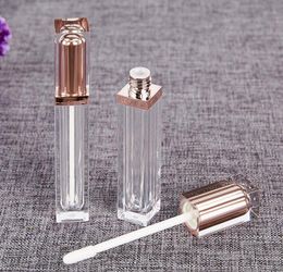 Tube de brillant à lèvres vide en or Rose de qualité supérieure, conteneur de rouge à lèvres liquide en plastique, bouteilles rechargeables de brillant à lèvres de forme carrée F201711478666851