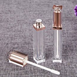 Hoogwaardige roségouden lege lipglossbuis, plastic container voor vloeibare lippenstift, hervulbare flessen lipgloss in vierkante vorm F20171147 Hdsjd