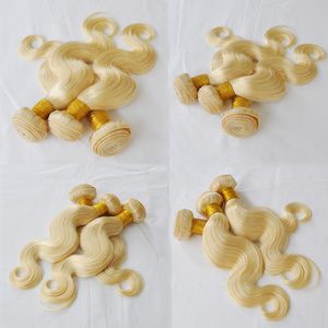 cheveux blonds russes de qualité supérieure 3 pcs lot 100 cheveux non transformés vague de corps cheveux de trame ondulés dhl gratuit