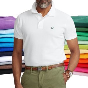 Hoogwaardige Zomer 100% Katoen Heren Polo Shirts Met Korte Mouw Turn Down Kraag Casual Tops Grote Maat 220614