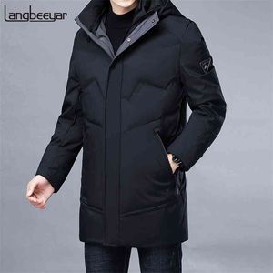 Top Grade Hiver Marque Casual Mode Longue Parka 90% Blanc Duvet de Canard Manteau Hommes Coupe-Vent Veste Avec À Capuche Hommes Vêtements 210910