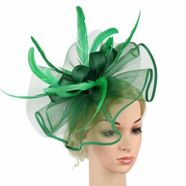 Femmes de haut niveau Big Flower Fascinator Clip Clip Feathers Top Hat Wedding Royal Ascot Race Accessoires Bandons pour femmes