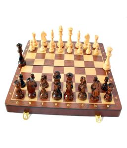 Bovenste kwaliteit houten vouwschaakset 4545 cm extra groot formaat handwerk vaste houten stukken walnoot schaakboard3373713