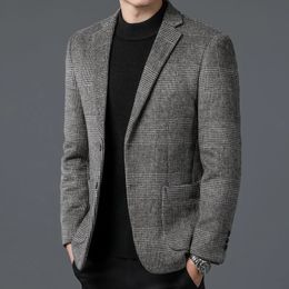 Laine de qualité supérieure chaud hommes pour Blezer automne hiver hommes Smart décontracté classique simple boutonnage Blazer Mujer marque vêtements 240123