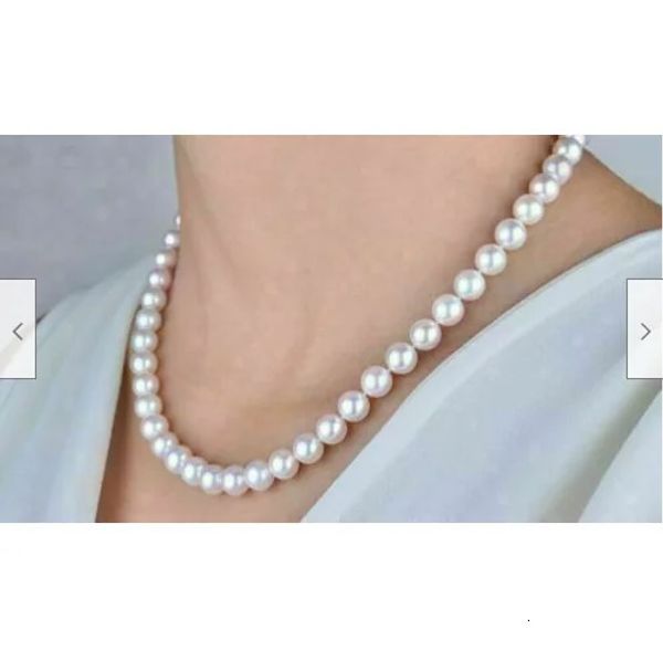 Collier de perles blanches Akoya japonaises AAAA, 8-9mm, fermoir en or 18 carats, bijoux fins, fabrication de bijoux, 240305