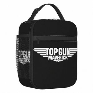 Top Gun Logo White Maverick Boîtes à lunch Resictives Femmes Film multifuncti Film Thermal Cooler Food Isolate Landing Bag Office Work Q4W4 #