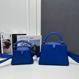 Bolsas de mango superior Lousis Vouton Capucines Mini diseñador Mano Mujeres Mujeres Mujeres cruzados Bolso de hombro Famoso avestroso Faneo Fandeo de hombro ancho Taurillon Leather