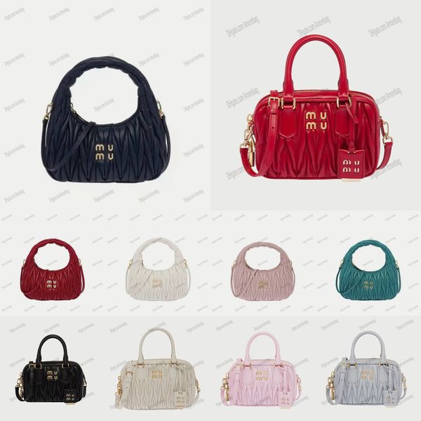 Poignée supérieure Miui sac à bandoulière Miu Matelasse sacs à main de bowling sacs à main Womens Mens Designer portefeuilles crossbody carré fourre-tout embrayage rides marque sacs