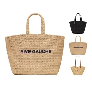 Handle Rive Gauche Beach Bag le fourre-tout pour femmes de grande capacité Sacs de créateurs de luxe Hobo Hommes Paille Fermer Hands Sac à main
