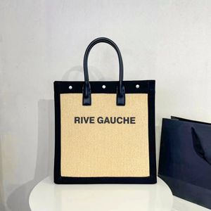 alta qualità Rive Gauche Womens tote Clutch Bag luxurys canvas nylon pochette borsa a tracolla Designer mens Rafias Black straw weave travel Cross Body bags