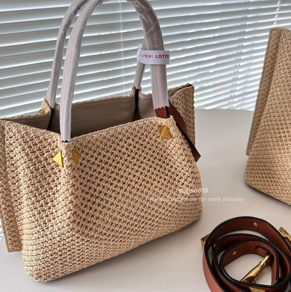 Poignée supérieure Tissage de paille Font Tote Embrayage Sac à main Raphias Sac à main Femme Broderie Classique Luxurys Lady Basket Sac Épaule Designer Hommes Sacs à main Pochette CrossBody o5819