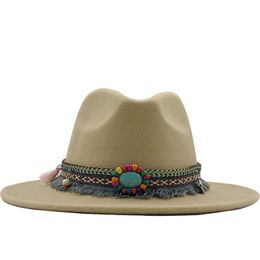 Chapeau haut de forme automne et hiver décontracté grand bord hommes vintage feutre chapeau mode tendance jazz chapeau