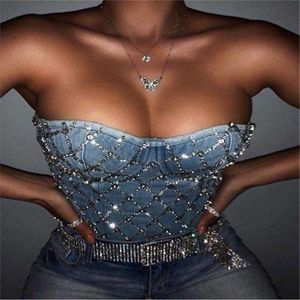 Top Haut Sexy Strapless Rave Kleding Korte Bustier Bh Backless Boobs Brallette Ropa Para Mujer Damskie Camisole 210616