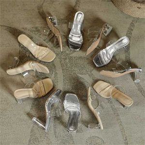 Top High Heed Transparent Sandals Platform Censes pour femmes Fairy Crystal Sandles Sandles Talons Beach Femme Chaussures 240228