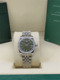 3 montres de nouveau style 31 mm cadran vert lunette en diamant montre automatique pour femme montres pour femmes PRESIDENT 218239 en or blanc avec boîte d'origine en acier inoxydable