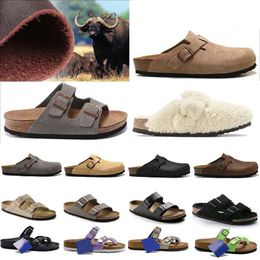 Boston Clog Hombres Mujeres Diseñador Sandalias Zapatillas Bolso cuero Head Pull Cork Flats Mulas Woody Mocasines para hombres Mujeres Slipper Sandals Brown Black Slides Sliders