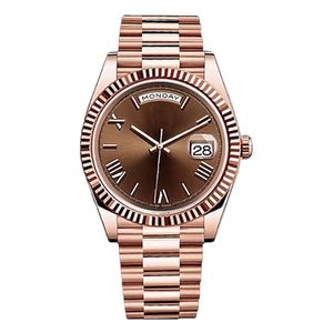 Reloj de alta calidad para mujer Relojes con fecha Amarillo Oro rosa Presidente Cara Fecha grande Reloj mecánico automático Acero inoxidable resistente al agua Reloj para hombre de 41 mm