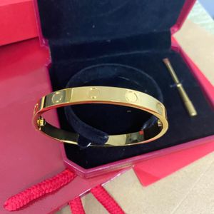 TOP Alta calidad 6 mm Brazalete de oro rosa Pulseras de acero inoxidable Famosos diseñadores de lujo Marca Joyería mujer Pareja TORNILLO AMOR 4 Diamantes al por mayor