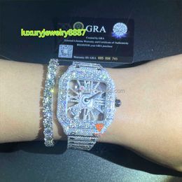 Top Hip Hop Moissanite Diamond Watch Hip Hop Bust Down 41 mm Mensicidad Mecánica Mecánica Set VVS MOISSANITE Reloj Hip Hop Out Luxury Watch
