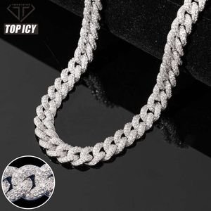 Top Icy 2 rangées de diamants 8 mm glacé bulle chaîne cubaine bijoux de mode collier en laiton plaqué or 18 carats 3a Cz brillant collier femmes