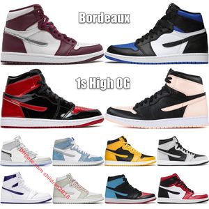 1 1s High OG Basketball Chaussures Baskets en cuir classiques Bordeaux Royal Toe Hyper Royal Pollen Shadow 2.0 Patent Bred Outdoor Sneakers Taille 36-46