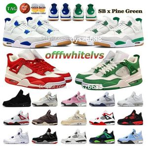 Top Jumpman 4s Basketball Chaussures Sb Pine Green White Cement Sapphire Midnight Navy Messy Room Black Cat Pink Curry Canvas Royal University Blue Canyon Purple Red Sail