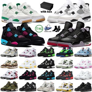 Avec la boîte 4 Chaussures de basket-ball pour hommes 4s baskets Pine Green Bred repensé militaire noir chat rouge ciment Thunder Pure Money Jumpman Trainers Sports Outdoor Big Size 47