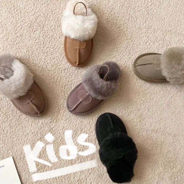 Top Niños Zapatillas australianas Niños Mini niñas Zapatos Diapositivas Fluffy Peludo Bebé Niños pequeños Niños Sandalias clásicas Botines de invierno Diseñador Inicio Pisos interiores Botas