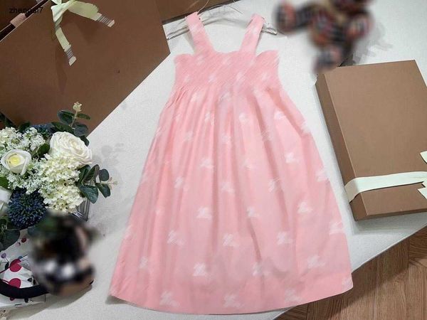 Top Kids Camisole Robe Designer Girl Kirt Taille 100-160 White Knight Pattern Imprimé Baby Clothes Beautiful Rose Child Frock Jan20