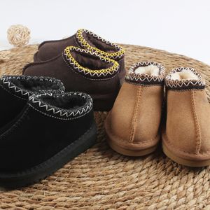 Top Kinderen Peuter Tasman Slippers Uggies Gevlochten Tazz Sandalen Babyschoenen Kastanjebont Slippers Schapenvacht Shearling Klassieke Ultra Mini Boot Winter Muiltjes Australië Schoenen G