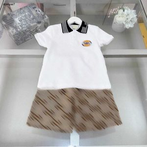 Top Kids trackpakken geborduurde badge T-shirt set babykleding maat 120-170 cm poloshirt met korte mouwen en logo printen shorts 24mar